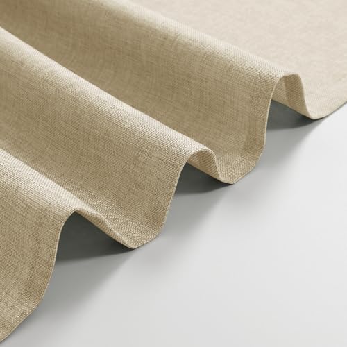JIUZHEN Faux Linen Window Valance - Light Filtering Beige 52x18