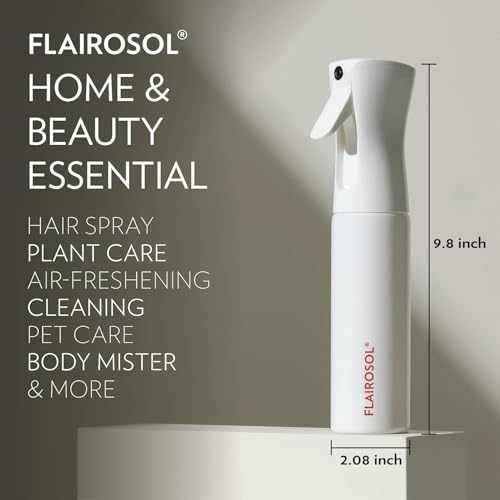 FLAIROSOL Continuous Mister Spray Bottle - 10.1oz Fine Mist for Plants, Hair, Skin & Cleaning