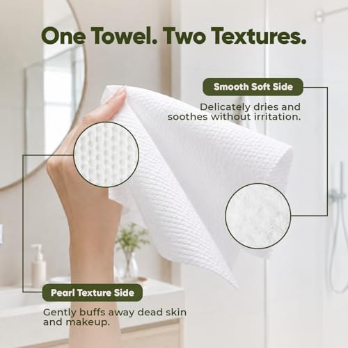 EcoFox Disposable Face Towels XL, 10x12 Inch, 120 Pack, Dual-Textured Wipes