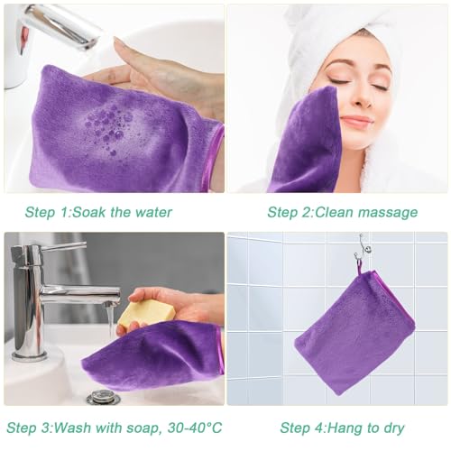 PHOGARY 10 Pack Microfiber Washcloths for Body & Face - Soft Flannel, Reusable, 6x8 Inch