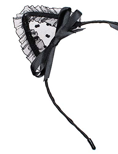Black Lace Cat Ears Headband for Masquerade & Cosplay