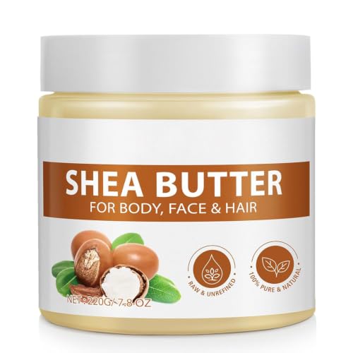 Raw Organic Unrefined Shea Butter - Deep Moisturizer for Skin and Hair, 7.8oz