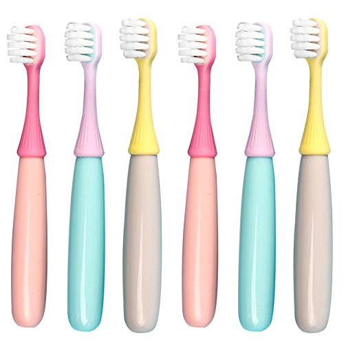 newrichbee 6 Pack Little Mushroom Toddler Toothbrush for 2-4 Years Old – Soft Silicone Baby Toothbrush, Fun Kid-Friendly Design