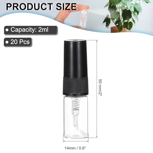 PATIKIL 2ml Black Mini Perfume Sample Spray Bottle - 20 Pcs