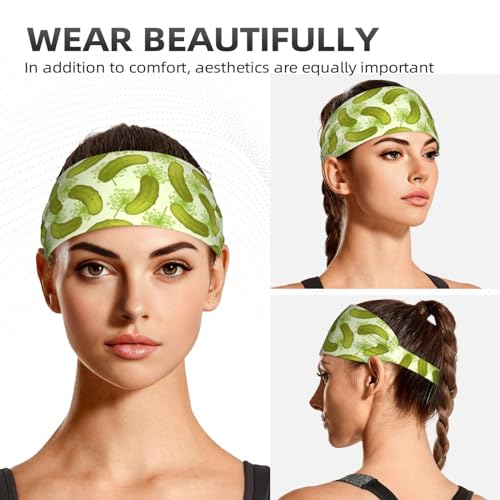 Dill Pickles Pattern Black & Gold Swirl Liquid Ink Headbands for Yoga & Fitness - One Size