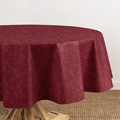 Elrene Camile Floral Damask Vinyl Tablecloth, 60" x 84" Oval, Brick
