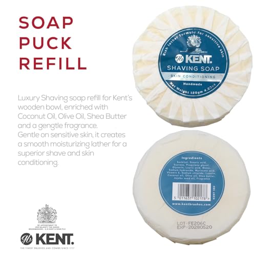 Kent SB2 Shaving Soap Refill 4.23 oz for Men with Shaving Brush & Bowl
