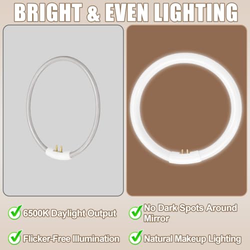 Poweka 7.25 Inch T5 Circular Fluorescent Bulb for Vanity & Makeup Mirrors