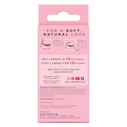 Eylure Pre-Glued Light & Wispy Accent No. 003 Natural Lashes 2 Pack, Vegan & Cruelty-Free