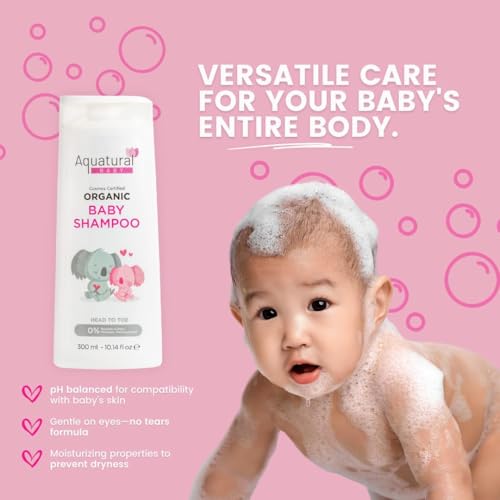 Organic Baby Shampoo - Gentle, Tear-Free, Plant-Based Formula for Sensitive Skin 10.14 Fl Oz