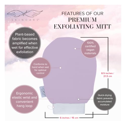 Lavender Exfoliating Mitt - Korean Body Scrub Glove for Soft Skin