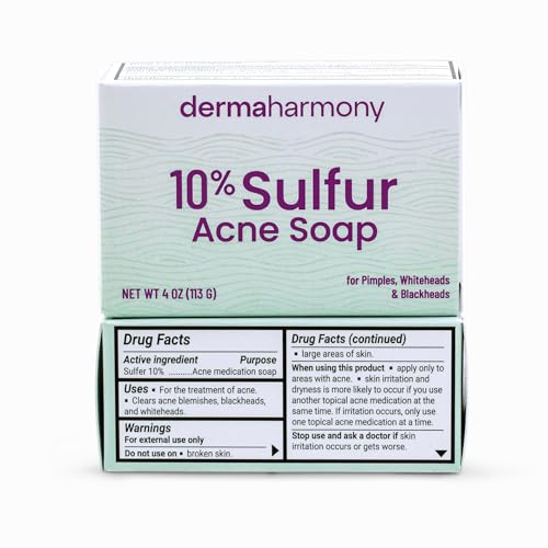 Dermaharmony 10% Sulfur Acne Bar Soap - 4 oz (2 Bars) for Clear Skin