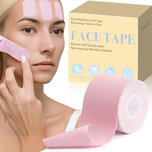 Pink Japanese Face Tape for Wrinkles Overnight Anti-Aging Skin Lift, Hypoallergenic