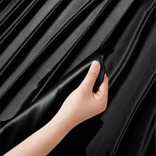 Ersmak Twin Satin Flat Sheet - Soft & Luxurious Black Bedding