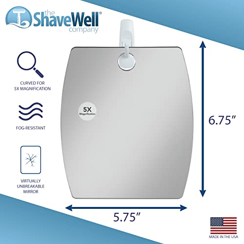 The Shave Well 5X Magnifying Anti-Fog Shower Mirror 6.8" x 5.8"