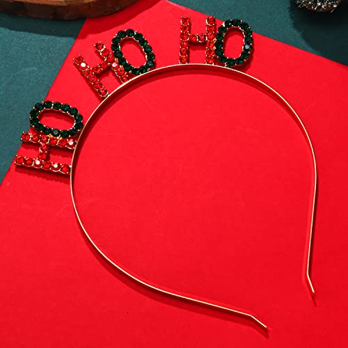 HSWE HOHOHO Colorful Christmas Headbands for Women - Rhinestone Holiday Hair Accessories