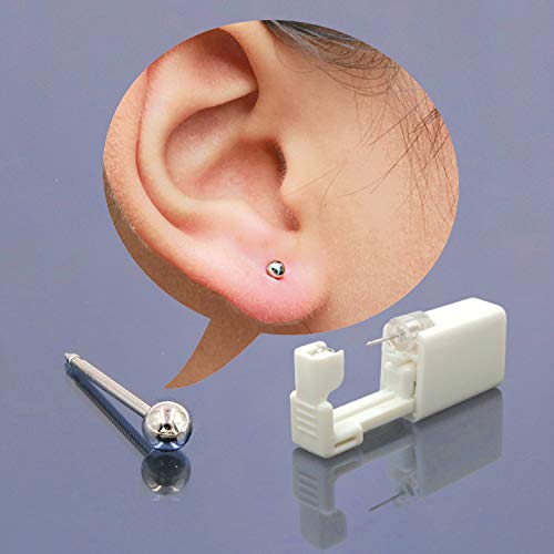 Self Ear Piercing Gun Kit - 2 Pack with Earrings & Alcohol Pads
