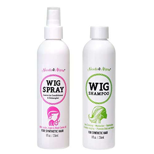Nicole & Alyssa Synthetic Wig Shampoo & Detangling Spray Set - 8oz Duo