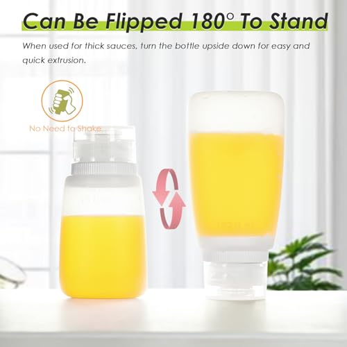 Leak-Proof Silicone Squeeze Bottles for Sauces - 4 Pack (4 oz)