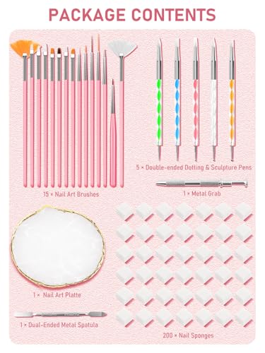 YOOVR 223-in-1 Nail Art Tools Kit with Sponges, Brushes & Palette