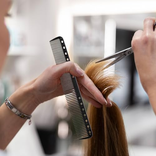 6Pcs Carbon Fiber Hair Cutting Combs for Stylist - Black, Grey, White