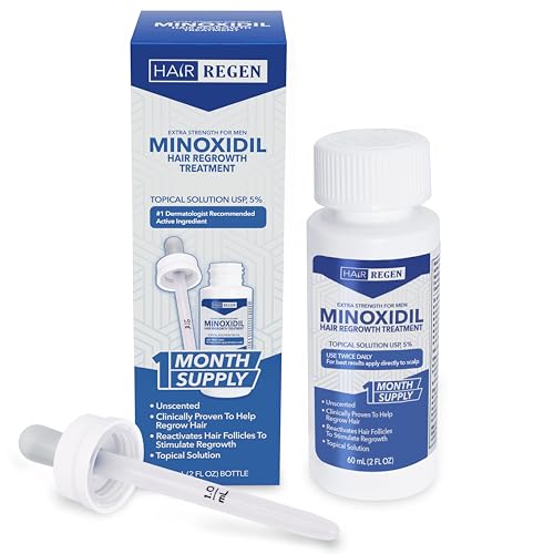 Hair Regen Minoxidil 5% Liquid Solution for Men's Hair Regrowth - 1 Month Supply
