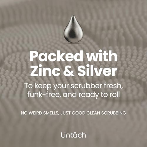 LINTACH White Sand Silicone Shower Body Scrubber - Exfoliating Loofah Alternative, Hygienic & Travel-Friendly