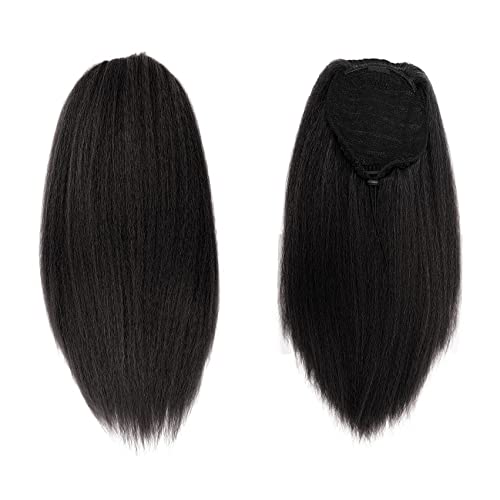 UAmy Hair 16-Inch Kinky Straight Drawstring Ponytail - 1B Black