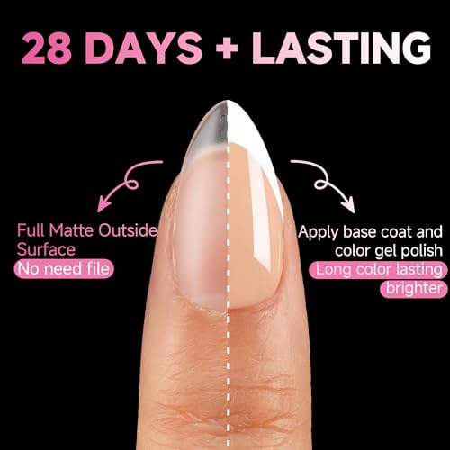 UNA GELLA Z-Short Almond Nail Tips - 312Pcs Full Matte Acrylic Nails