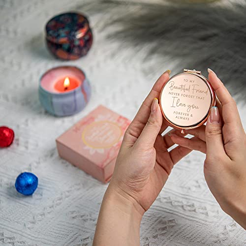 Rose Gold Compact Mirror for Women - Sentimental Friendship Gift for Besties