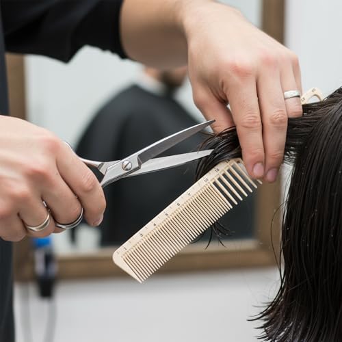 Professional Hair Cutting Combs Set - 2 Anti-Static Barber Combs with Ruler Measurements