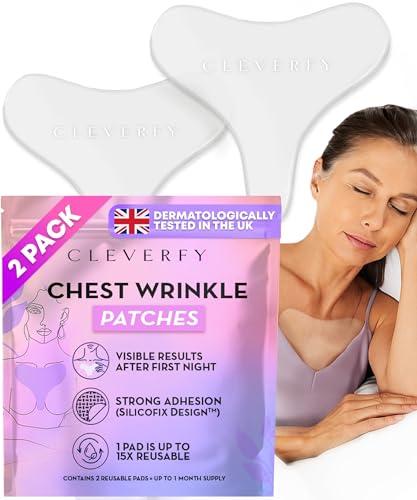 Cleverfy Silicone Chest Wrinkle Patches - Lilac 2-Pack, Anti-Wrinkle Pads for Side Sleeping, T-Shape Design