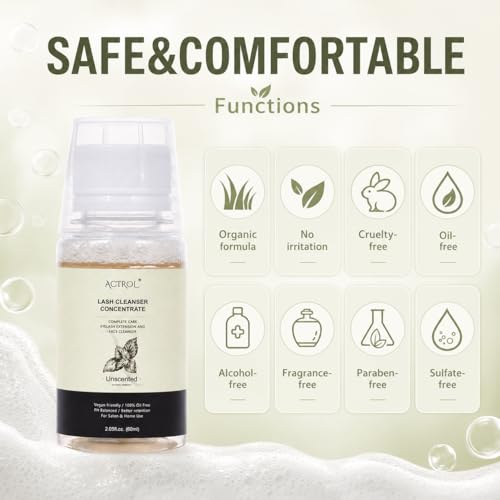 ACTROL Unscented Lash Shampoo Concentrate 60ml Refill - Makes 12 Foam Bottles