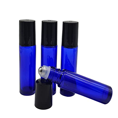 24 Pack 10ml Cobalt Blue Glass Roller Bottles with Stainless Steel Balls