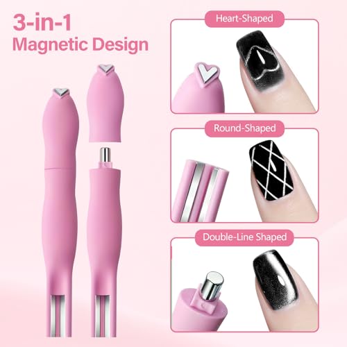 EBANKU 5PCS Cat Eye Nail Magnet Set with Mixed Magnet Tools - DIY Nail Art Kit