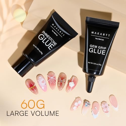 Makartt Rhinestone Glue Gel Set A04 - 2x30ml, Low & Medium Viscosity for Nail Art
