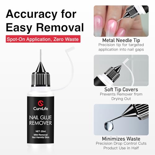 CurvLife Semi-Solid Nail Glue & Pinpoint Nail Glue Remover Kit