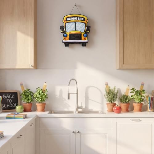 Wooden School Bus Door Sign for Classroom & Home Decor