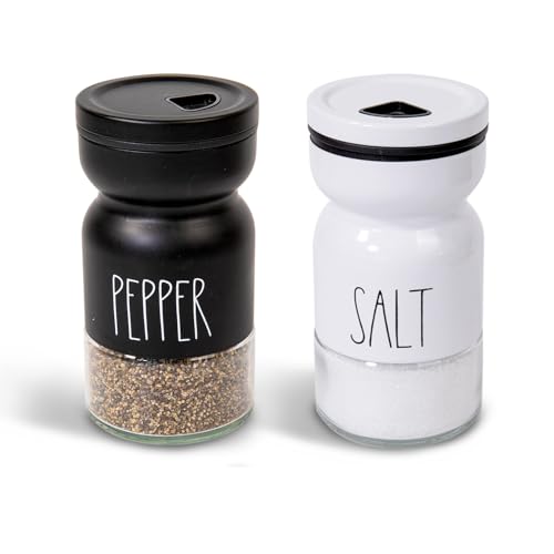 Neodaco Adjustable Salt and Pepper Shakers Set - 4 oz Glass & Stainless Steel