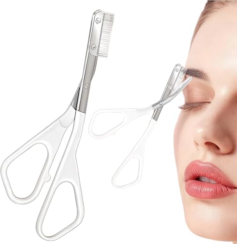 Stainless Steel Eyebrow Trimmer Scissors with Comb for Precision Grooming