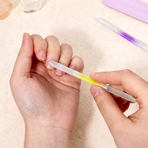 Dual Ended Glass Cuticle Pusher Set with Leather Cases - 2 pcs