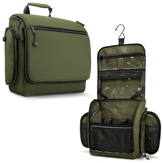 VENTURE 4TH Hanging Travel Toiletry Bag for Women & Men ? Large Toiletry Organizer with 18 Compartments, Removable TSA Pouch, Travel Wash Bag for Toiletries, Makeup & Shaving Kit (Forest Green)