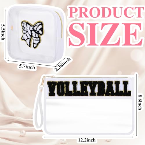 White Volleyball Cosmetic Bag Gifts - Sunnymove 2-Piece Set, Travel & Gym Storage