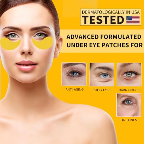 Souwixlum 7.15oz Gold Under Eye Patches for Dark Circles & Puffiness - 70PCS