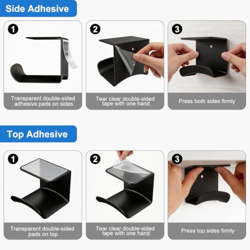 Aluminum Headphone Holder with Adhesive Mount - Space Saving Stand for Gaming & Office