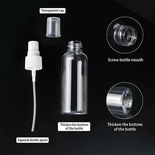 Trenbox 6 Pack 60ml Transparent Plastic Fine Mist Spray Bottles Refillable Travel