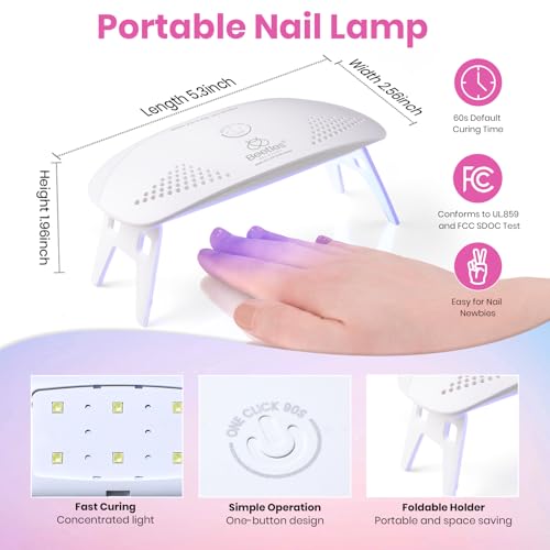 Beetles White Gel Nail Polish Kit with UV Light - 5 Piece Set for Beginners