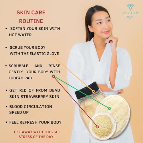 Anatolia Soap Turkish Exfoliating Mitt Set, 3-Piece Body & Face Scrubber