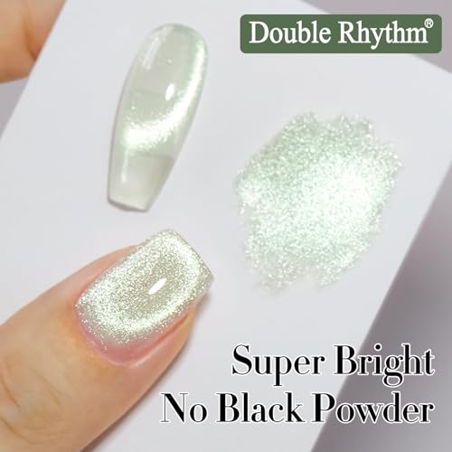 Double Rhythm 15ML Cat Eye Gel Nail Polish - Holographic Glitter Green