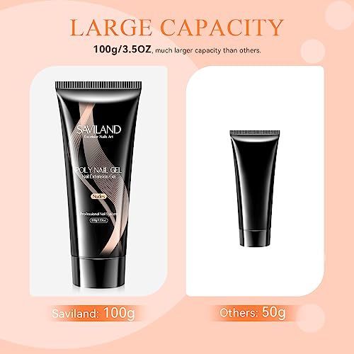 Saviland Hema-Free Poly Nail Gel - 100g Large Capacity Nude Extension